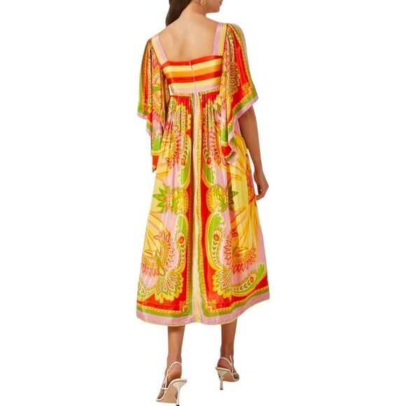 FARM RIO NWOT Beach Toucans Midi Dress in Yellow Multi Size S - Picture 9 of 12